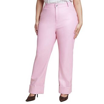 ELOQUII Women's Plus Size Cuffed Faux Leather Pant