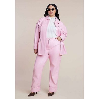 ELOQUII Women's Plus Size Cuffed Faux Leather Pant