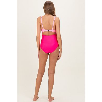 Maternity Striped Color Block Cutout Swimsuit