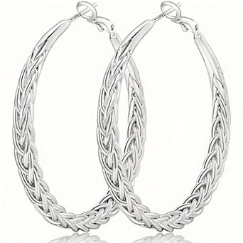 Xawy Twisted Silver Hoop Earrings