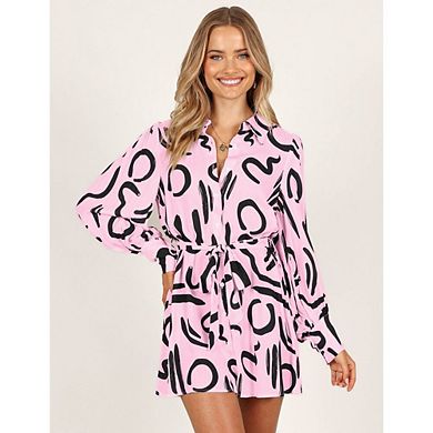 Women's Casual Long Sleeve Button Down Shirt Dress Work Office Fit Mini Dress