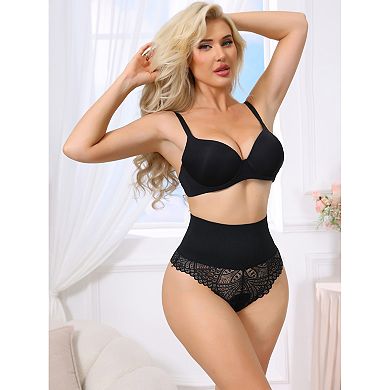 Women's High Cut Lace Tummy Control Thongs Waist Trainers Panties