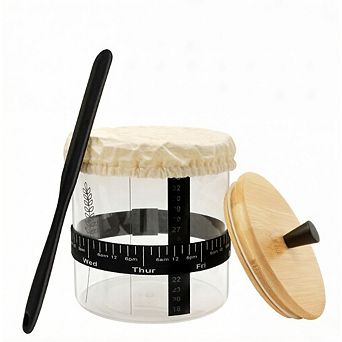 Zoulao 50oz Wide Mouth Sourdough Starter Jar Kit w/ Date Tracker, Temp Band, Lid