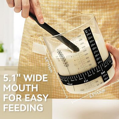Zoulao 50oz Wide Mouth Sourdough Starter Jar Kit w/ Date Tracker, Temp Band, Lid