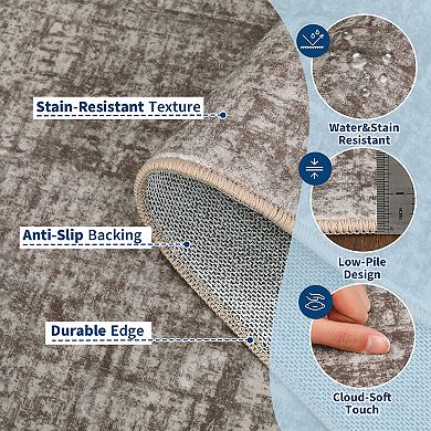 Machine Washable Rug, Soft, Stain Resistant Plain Area Rug for Bedroom, Living Room