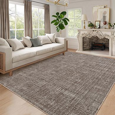 Machine Washable Rug, Soft, Stain Resistant Plain Area Rug for Bedroom, Living Room
