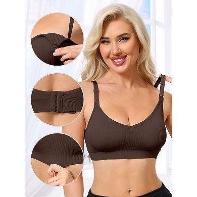 Nursing Bras for Women Breastfeeding Wireless Pregnancy V Neck Adjustable Straps Bra