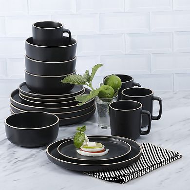 Gibson Home Zuma 16 Piece Plates Bowls Mugs Kitchen Stoneware Dinnerware Set Dishes Service for 4