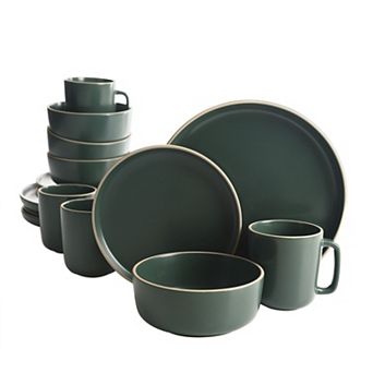 Gibson Home Zuma 16 pc Plates Bowls Mugs Kitchen Stoneware Dinnerware Set Dishes Service for 4