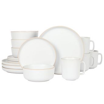Gibson Home Zuma 16 pc Plates Bowls Mugs Kitchen Stoneware Dinnerware Set Dishes Service for 4
