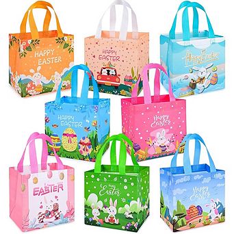 8 pc Easter Gift Bags Reusable Non-Woven Treat Tote Bags for Kids