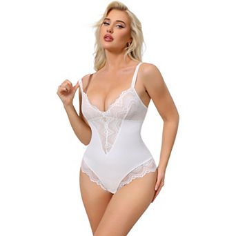 Lace Shapewear Bodysuit for Women V Neck Push Up Camisole Shapewear Tummy Control Thong Leotard