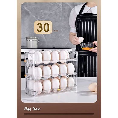 Triple Layer Refrigerator Side Door Egg Holder, Transparent