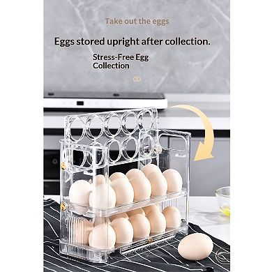 Triple Layer Refrigerator Side Door Egg Holder, Transparent