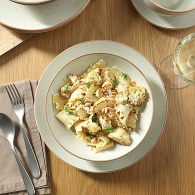 Gibson Home Stonebury 16 Piece Handpainted Stoneware Plates and Bowls Set Service for 4