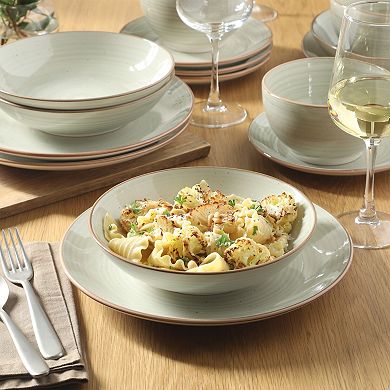 Gibson Home Stonebury 16 Piece Handpainted Stoneware Plates and Bowls Set Service for 4