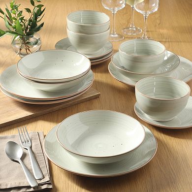 Gibson Home Stonebury 16 Piece Handpainted Stoneware Plates and Bowls Set Service for 4