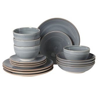 Gibson Home Stonebury 16 pc Handpainted Stoneware Plates and Bowls Set Service for 4