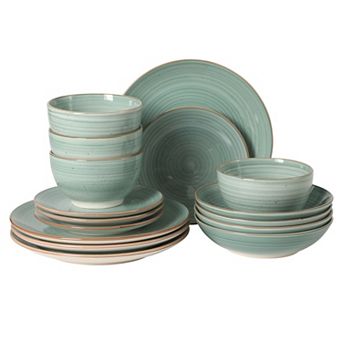 Gibson Home Stonebury 16 pc Handpainted Stoneware Plates and Bowls Set Service for 4
