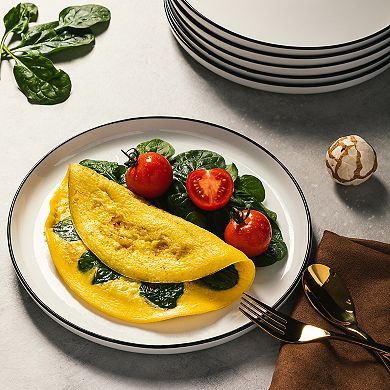 Gibson Home Oslo Porcelain Dinner Plate Set 8 Piece Rimmed Plate Collection