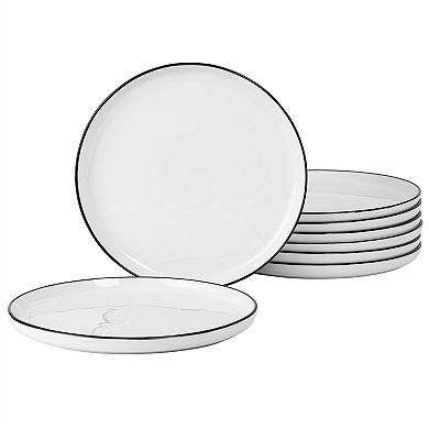 Gibson Home Oslo Porcelain Dinner Plate Set 8 Piece Rimmed Plate Collection