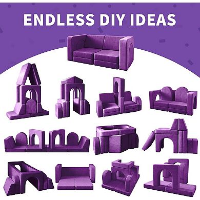 Kids Couch 10PCS,10 in 1 Multifunctional Toddler Couches for Playing, Indoor Kid Sofa