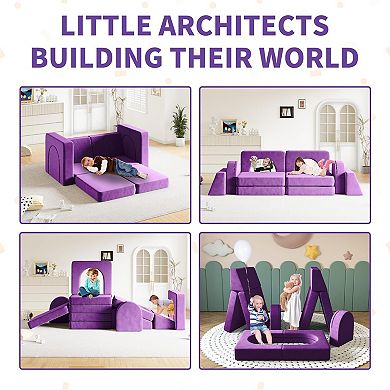 Kids Couch 10PCS,10 in 1 Multifunctional Toddler Couches for Playing, Indoor Kid Sofa