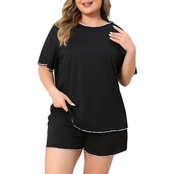 Women's Plus Size Pajama Sets Round Neck Sleepwear Tops and Shorts 2 pc Sets
