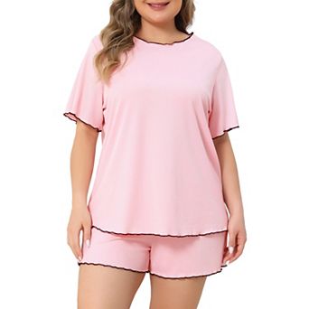 Women's Plus Size Pajama Sets Round Neck Sleepwear Tops and Shorts 2 pc Sets