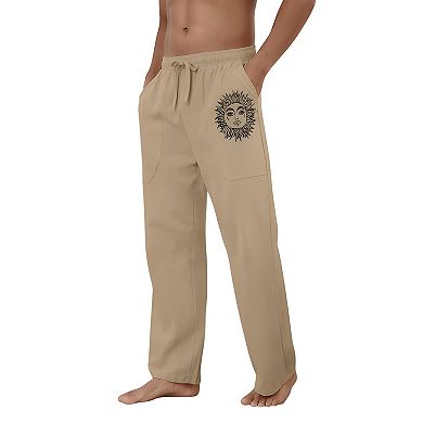 Mens Loose Fit Linen Casual Pants