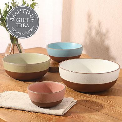 Gibson Elite William Crest 4 Piece Nesting Bowl Set 5 inch 6.25 inch 7.5 inch 9 inch Stoneware