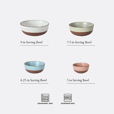 Gibson Elite William Crest 4 Piece Nesting Bowl Set 5 inch 6.25 inch 7.5 inch 9 inch Stoneware