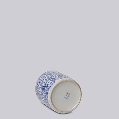 Tiny Porcelain Country Peony Cachepot - Blue