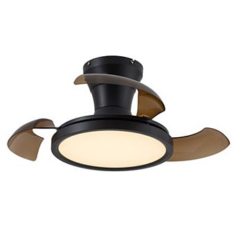 Moooni 28" Black Retractable Dimmable Ceiling Fan with Light & Remote
