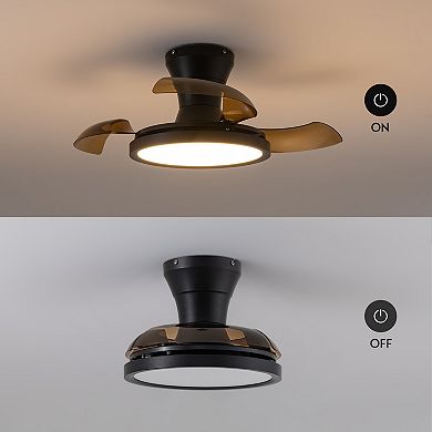 Moooni 28" Black Retractable Dimmable Ceiling Fan with Light & Remote