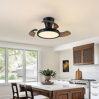 Moooni 28" Black Retractable Dimmable Ceiling Fan with Light & Remote