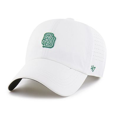 Men's '47 White San Diego Padres Elevated Greens Clean Up Adjustable Hat