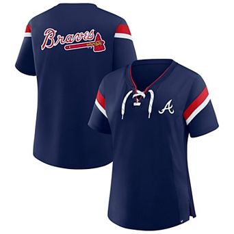 Women's Profile Navy Atlanta Braves Lace-Up T-Shirt