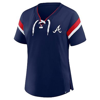 Women's Profile Navy Atlanta Braves Lace-Up T-Shirt