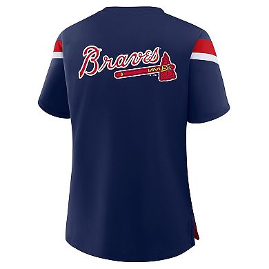 Women's Profile Navy Atlanta Braves Lace-Up T-Shirt