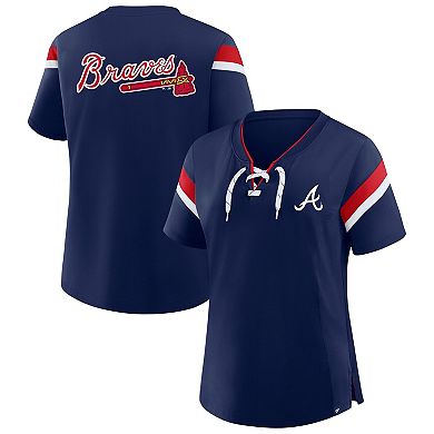 Women's Profile Navy Atlanta Braves Lace-Up T-Shirt