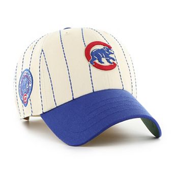 Men's '47 x Rawlings Natural/Royal Chicago Cubs Pinstripe Clean Up Adjustable Hat