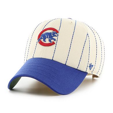Men's '47 x Rawlings Natural/Royal Chicago Cubs Pinstripe Clean Up Adjustable Hat
