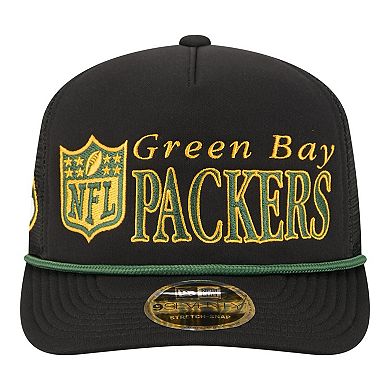 Men's New Era Black Green Bay Packers Throwback Foam 19TWENTY Adjustable Hat