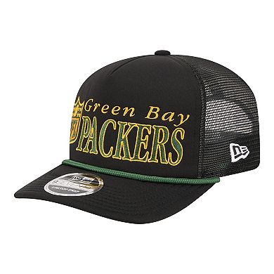 Men's New Era Black Green Bay Packers Throwback Foam 19TWENTY Adjustable Hat