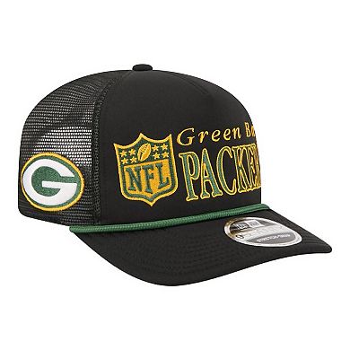 Men's New Era Black Green Bay Packers Throwback Foam 19TWENTY Adjustable Hat