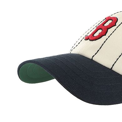 Men's '47 x Rawlings Natural/Navy Boston Red Sox Pinstripe Clean Up Adjustable Hat