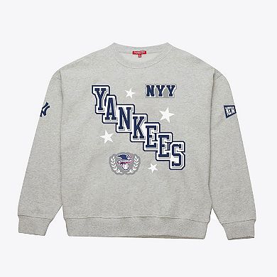 Women's Mitchell & Ness Heather Gray New York Yankees Pep Rally Sweatshirt