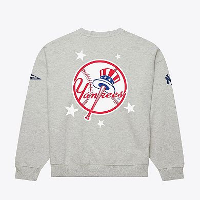 Women's Mitchell & Ness Heather Gray New York Yankees Pep Rally Sweatshirt