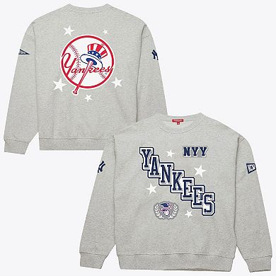 Women's Mitchell & Ness Heather Gray New York Yankees Pep Rally Sweatshirt